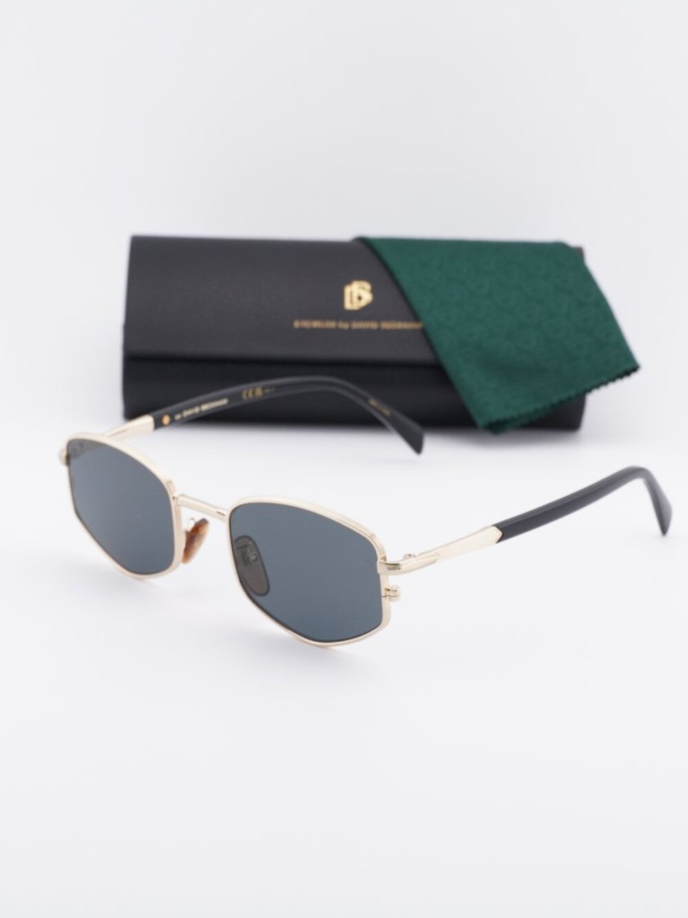 David Beckham DB 1129/S 0RHL IR Geometric Sunglasses - Gold / Grey